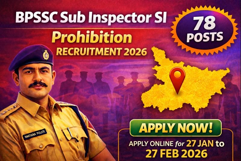 Read more about the article BPSSC Sub Inspector SI Prohibition Recruitment 2026 Apply Online for 78 Post